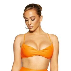 Naked Wardrobe Faux‎ Leather Orange Bralette - Large - New with Tags!